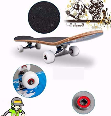 Double Kick Wood Adult Tricks Skate Board pour débutant, Cadeau d'anniversaire pour Adulte Kids Skateboard, Skateboard 31 'X 9' Complete Skateboard Deck -