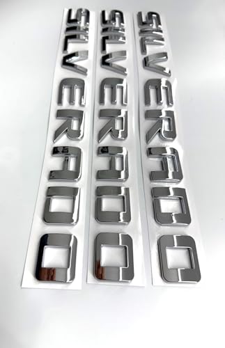 Image of 3PCS Badge Emblems for Silverado 2007-2020 for Silverado, Sierra, and Canyon - Fits 1500, 2500HD, and 3500HD Models (Chrome Silver)