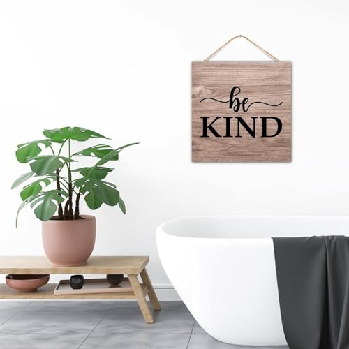 Placa de madera Be Kind de estilo palé para transformar tu hogar con mensajes positivos 5