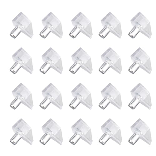 lasuroa 20pcs Clear Shelf Support Pegs, Cabinet Shelf Pegs Bookshelf Peg Support Pin Replacement for Kitchen Cabinets Bookshelves