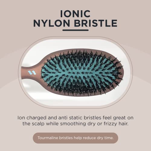 Spornette Ion Fusion Cushion Oval Brush - Boar & Nylon Bristle Mix for Brushing Out, Smoothing, Detangling, Styling and Setting Medium to Long, Thick, Thin or Normal Hair for Men, Women and Children