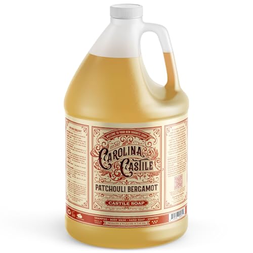 Image of Carolina Castile Soap Patchouli Bergamot Scented Castile Soap - Certified Organic, High Olive Oil Content, Non-Drying, Made with Organic Oils, Concentrated Natural Soap for Men and Women