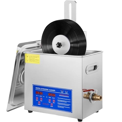 Pulitore a ultrasuoni per dischi in vinile, 180 W, pulizia profonda, con stendibiancheria regolabile, per dischi in vinile, gioielli, occhiali