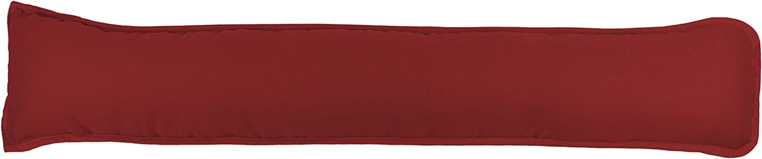 Plain Dyed Fabric Draught Excluder Stopper Cushion Heavy Door Draught Stopper Polycotton 92 x 20cm - Red