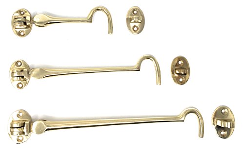 Chivrose Ltd Gancho de cabina resistente y bloqueo de ojos para cobertizo, puerta de garaje o puerta de garaje en latón pulido – Elige de: 10,16 cm, 15,24 cm o 20,32 cm, acero, dorado, 100mm (4")