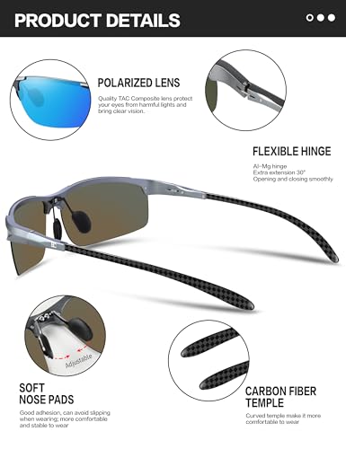 Image of BIRCEN Carbon-Fiber Polarized Sunglasses for Men: 0.74 oz & UV Protection
