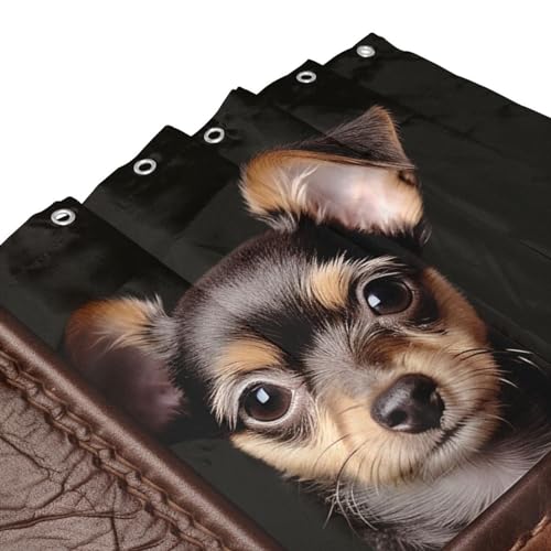 Rideau de douche anti éclaboussures motif chien marron polyester - 4