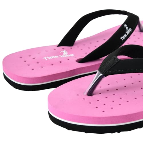 Image of Perforated Flip Flops, Burgundy with Black Straps, Casual Beach Sandals