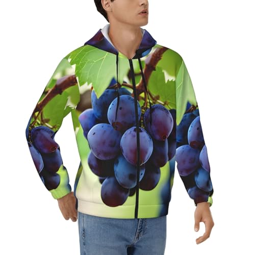 Sweat zippé homme de qualité supérieure à capuche et motif imprimé raisin stylé