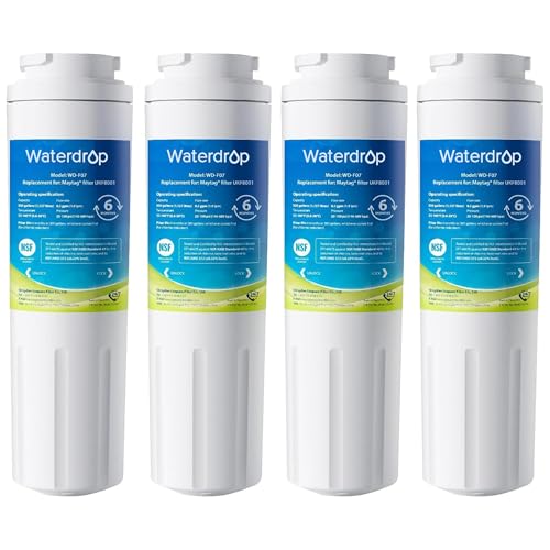 Waterdrop EDR4RXD1 Replacement for EveryDrop® Filter 4, Whirlpool® UKF8001, 4396395, Maytag® UKF8001AXX-200, UKF8001AXX-750, WD-F07, Refrigerator Water Filter, 4 Filters