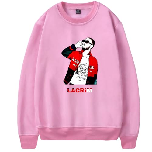 Lacrim Sweat-shirt à col rond pour homme et femme à manches longues Imprimé décontracté Hip Hop Tour Pullovers Streetwear, Rose - HL13004, M