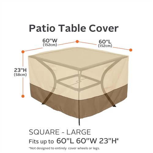 Classic Accessories Veranda Water-Resistant 60 Inch Square Patio Table Cover, Outdoor Table Cover Pebble/Bark/Earth by Classic Accessories - Image 3