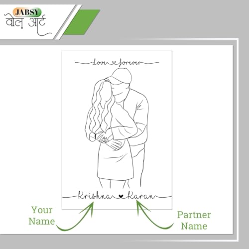 Image of JABSY Personalised Couple Framed Print for Living Room Bedroom Office Gift for Engagement Wedding Birthday Anniversary Love Speical Gift (couple-hug)