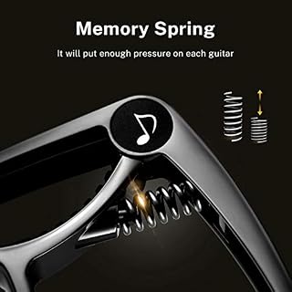 Donner Capodastre pour Guitare Acoustiques et Electrique, Ukulélé, Banjo, Mandoline, avec 4 Médiators (Noir, DC-2) - Les Beatles, Paul McCartney, John Lennon, RIngo Starr, George Harrison Donner Capodastre pour Guitare Acoustiques et Electrique, Ukulélé, Banjo, Mandoline, avec 4 Médiators (Noir, DC-2) – Image 4