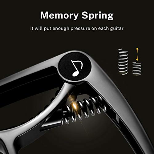 Donner Capodastre pour Guitare Acoustiques et Electrique, Ukulélé, Banjo, Mandoline, avec 4 Médiators (Noir, DC-2) - Les Beatles, Paul McCartney, John Lennon, RIngo Starr, George Harrison Donner Capodastre pour Guitare Acoustiques et Electrique, Ukulélé, Banjo, Mandoline, avec 4 Médiators (Noir, DC-2) – Image 5