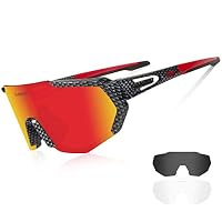 Queshark Lunettes De Sport Polarisées 5 Lentilles Interchangeables - Cyclisme, Pêche, Golf, Conduite