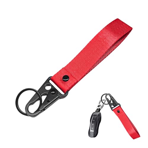 Image of Wevdn Car Key Chain, Fabric Metal Practical Multifunctional Motorcycle Keychain, Anti-Lost Keychain with O-Ring for Men Women (Red)