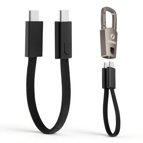 Image of ZORBES PD 60W Type C Cable Fast Charging with Keychain, 15cm Nylon c type charger cable with 480MBPS Data Transmission, usb c to c for iPhone 17 /17 Pro /17 Pro Max /16 /15 Series, Galaxy S25 /S24 /S23