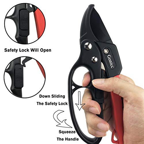 Gonicc 8" Professional Ratchet Anvil Pruning Shears (Gpps-1011), Ratcheting Mechanism, Anvil Groove Design, Reinforced Design Handle, Garden Shears Clippers, Anvil Pruner, Hand Tools Scissors Loppers #TOP2
