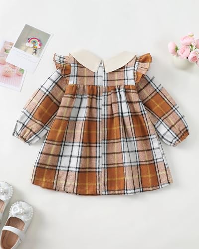Kucnuzki Baby Girl Clothes Ruffle Long Sleeve Casual Plaid Dress Fall Winter Toddler Girls Dresses Cute Kids Clothes4