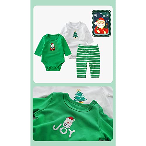 MAMIMAKA Pasgeboren Kerstcadeau Katoen Baby Jongen Meisje 3-Stuk Lange Mouw bodysuits Baby Kerst Outfits set - Afbeelding 3