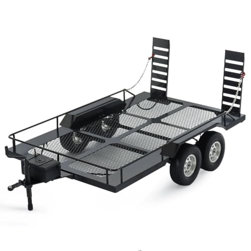 RC Trailer 1/10 Scale Metal Truck Trailer Kit for Crawler Axial SCX10 D90 Wrangler TRX4 TRX6 Redcat GEN8