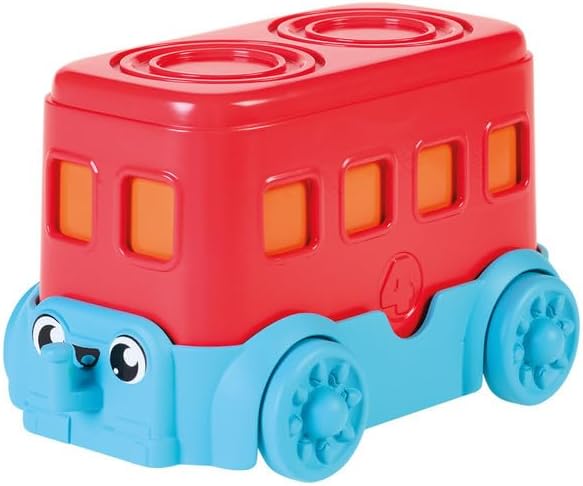 Toomies E73220C Tomy Hide & Squeak Stacker Decker Bus, Push-Along Colours and Sounds, Stacking and Sorting Babies, Educational Toddler Toy for Boys and Girls Aged 12 Months +