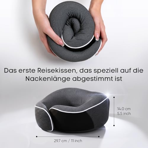 Proglobe Nackenkissen Flugzeug, Reisekissen 100% Memory Foam, Orthopädisches Nackenhörnchen, Für Reisen mit Flugzeug, Auto, Zug, Mit 3D-Schlafmaske, Hochwertige Netztasche (Dunkelgrau) 5