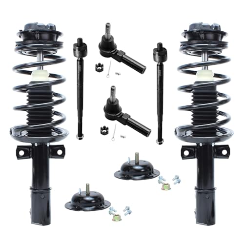 Image of Detroit Axle - 2.2L 2.4L Front Struts Kit for 2003-2007 Saturn Ion 2 Ready Suspension Struts w /Coil Spring Assembly 4 Inner & Outer Tie Rod End Links 2004 2005 2006 Replacement