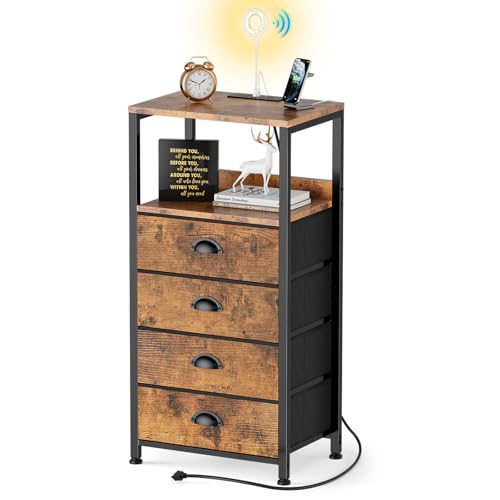 RVHOME Night Stand with Charging Station & Voice Control LED