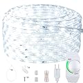 ISUERFY 80FT Dimmable LED Rope Light, Cuttable Waterproof Indoor Outdoor Clear Tube Light Rope, 864 Daylight LEDs 110V 6000K Flexible Soft Connectable for Patio Balcony Garden House Decor