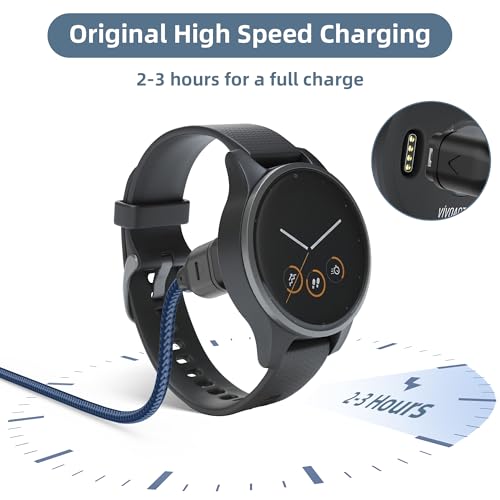 Cable de carga de nailon USB-C para reloj Garmin de un metro negro 5