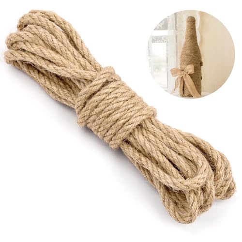 Corde de jute, 6 mm 5 m, corde de jute naturelle, corde de chanvre pour le jardin, bricolage, artisanat, emballages et décoration