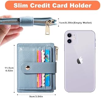 BTNEEU Men Women Leather Credit Card Holder RFID Blocking Slim Leather Wallet, Minimalist Card Holder Small Wallet with Coin Pocket, Thin Front Pocket Wallets with 9 Card Slots