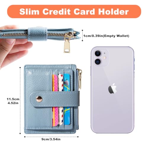 BTNEEU Men Women Leather Credit Card Holder RFID Blocking Slim Leather Wallet, Minimalist Card Holder Small Wallet with Coin Pocket, Thin Front Pocket Wallets with 9 Card Slots