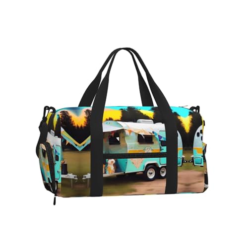 Bolsa de equipaje deportiva con estampado de campistas "You Make Me Happy"
