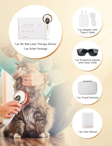 Image of Portable Cold Laser Therapy Device for Dog Cat Home Infrared Red Light Therapy Machine for Pain Relief, Arthritis, Pets Puppy Horse 808 /650 nm LLLT Vet Therapeutic Wand Hip Leg Joint Muscle Animal