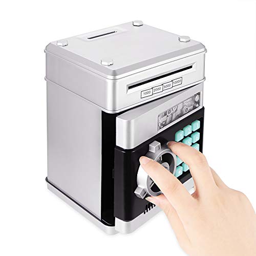 OurLeeme Electronic Piggy Bank Code Lock for Kids Baby Toy, Mini ATM Money Bank Safe Coin Penny Cash Banks Real Money Saving Box with Password, Auto Money Scroll for Children, Boys Girls Birthday Gift