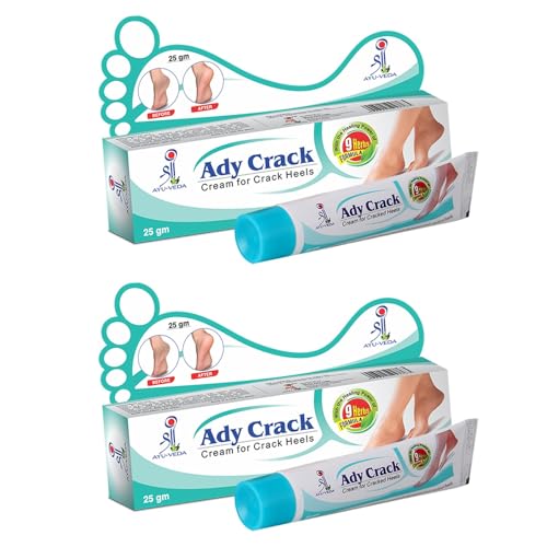 Image of Shree Ayu-Veda Ady Crack Cream, Foot cream, For Dry & Cracked Feet, Moisturizes & Soothes Feet, Heel Repair, Chapped Skin | 9 Herbs Formula - 4 x 25g (pack of 4)