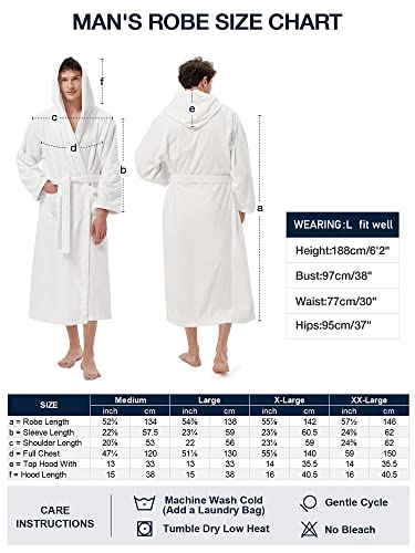 Sioro Plus Size Mens Robe Terry Cotton Hooded Bathrobe Ankle Length Soft Bath Robes Big & Tall Spa Bath Hot Tub Bathrobe, Navy Xx-Large #TOP5
