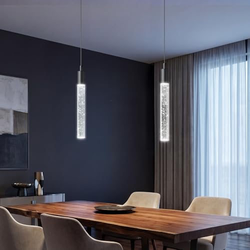 Image of Modern Kitchen Island Pendant Light Dimmable LED Black Finish Mini Crystal Pendant Lighting Bedroom Bedside Table Small Pendant Lights(2-Pack)