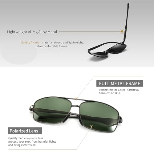 Image of SUNGAIT UV protection Ultra Lightweight Rectangular Polarized Sunglasses