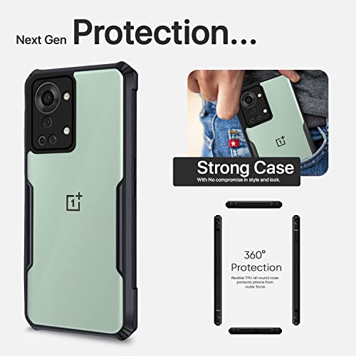 Image of Pikkme Oneplus Nord 2T 5G Back Cover | Crystal Clear Transparent Back | Ultra Hybrid | Full Camera Protection | Raised Edge | Bumper Back Case for Oneplus Nord 2T 5G (Black)
