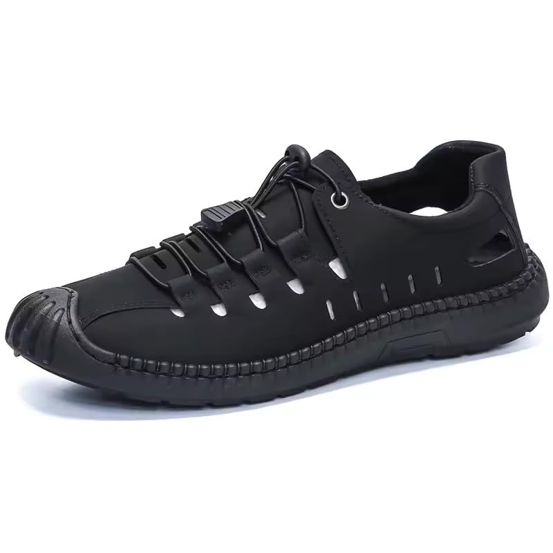 Black Laced Slip-On Sandals For Men - BLACK - UK7 (B0DFM33TTC) Amazon Price History, Amazon Price Tracker