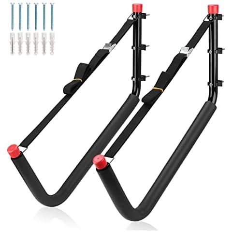 Naikozmo Heavy Duty Kayak Storage Hanger, 20.5Inch Wall Mount Canoe Rack, 2 Pack Heavy Duty Stand-Up Paddle Board Holde, Black + Red Cover