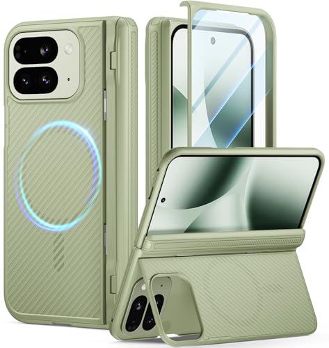 POETIC Revolution �P�[�X Google Pixel 10 Pro Fold�p [�܂肽���ݎ��L�b�N�X�^���h����][�q���W�ی�][MagSafe�Ή�] �ϏՌ� Pixel 10 Pro Fold�J�o�[ �X�N���[���v���e�N�^�[���� �O���[��