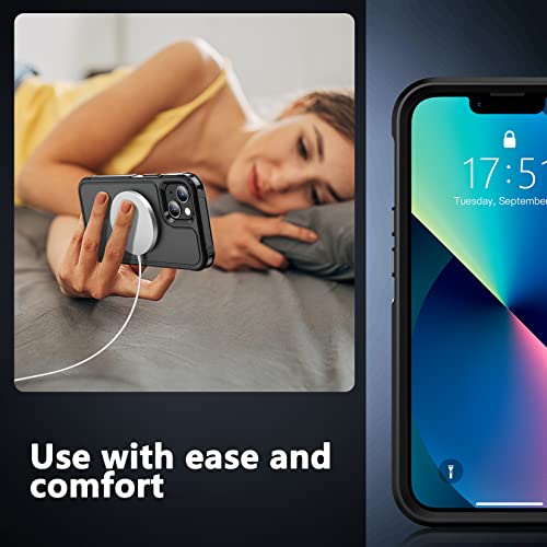 Spidercase Designed For Iphone 13 Case, With [2 Pcs Tempered Glass Screen Protector] Compatible With Magsafe Shockproof Anti-Drop Military Protective Cover For Iphone 13 6.1 Inch (Black) #TOP6