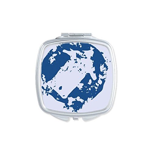 Miroir de poche rond motif bleu paix illustration simple et carrée
