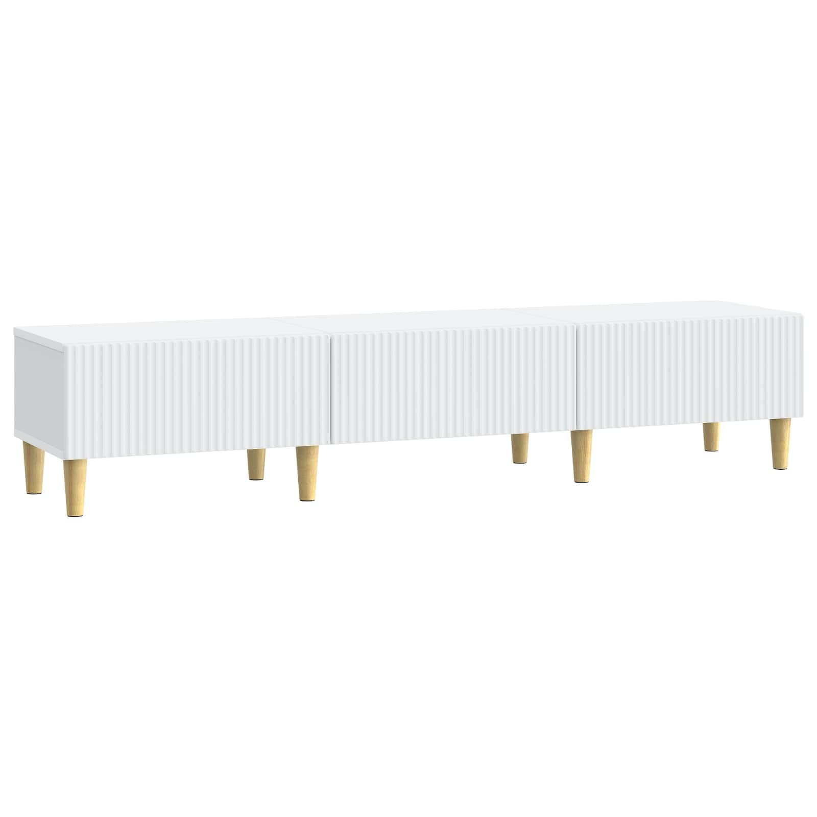 Meuble TV blanc 147 cm pour cacher les câbles du salon de coiffure