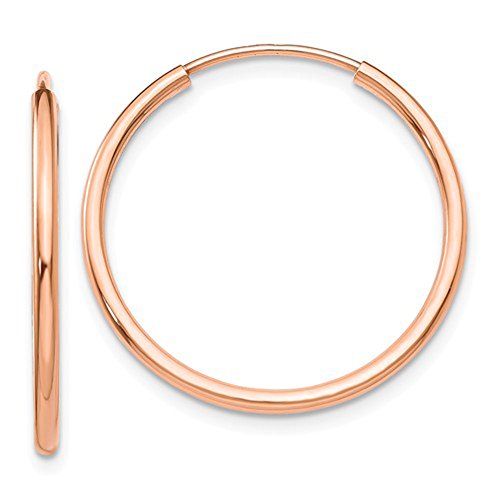 Medium 14K Rose Gold Continuous Endless Hoop Earrings, (1.5Mm Tube) (23Mm) #TOP1